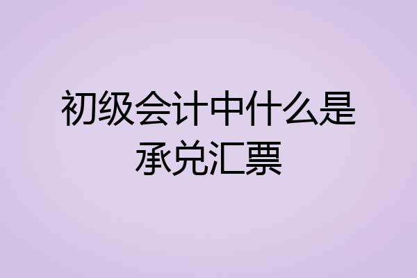 初级会计中什么是承兑汇票