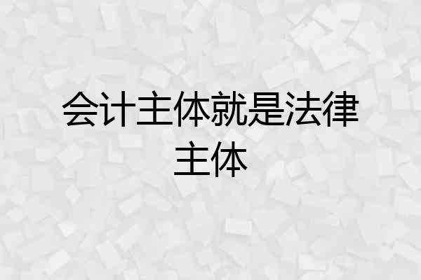 会计主体就是法律主体