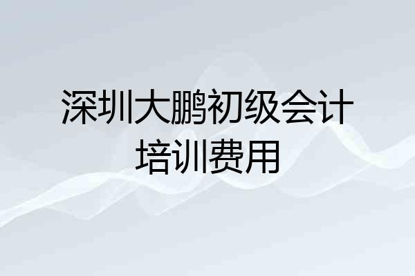 深圳大鹏初级会计培训费用
