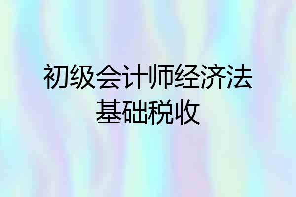 初级会计师经济法基础税收