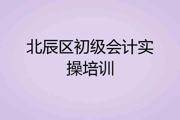 北辰区初级会计实操培训