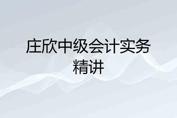 庄欣中级会计实务精讲