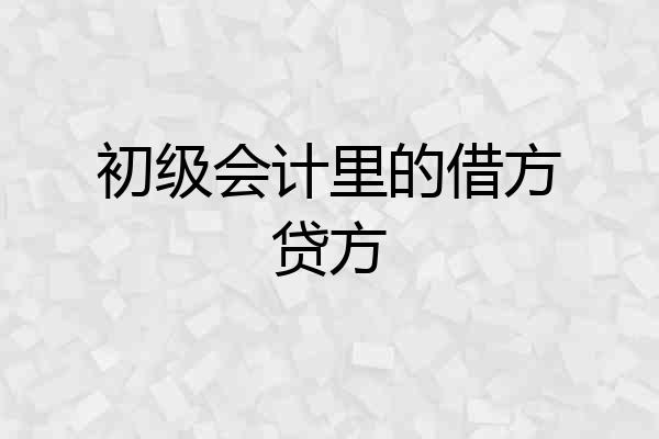 初级会计里的借方贷方