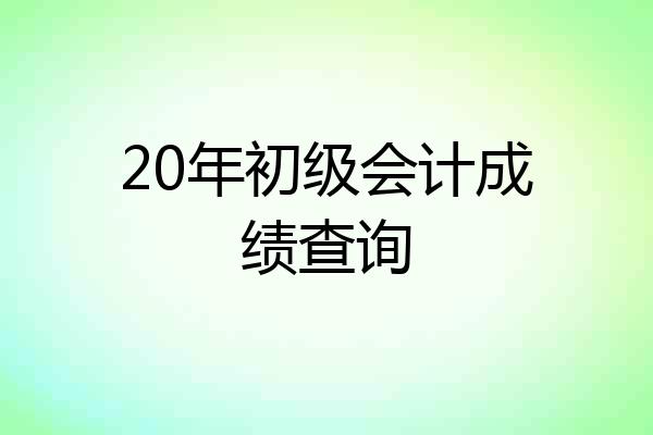 20年初级会计成绩查询