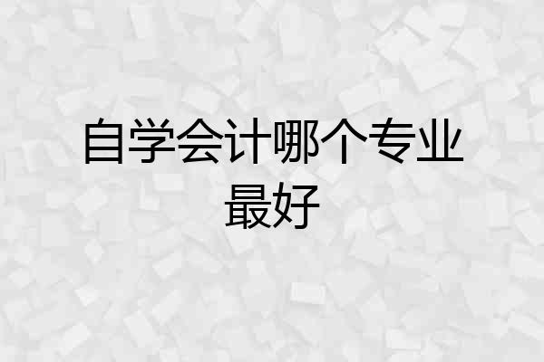 自学会计哪个专业最好