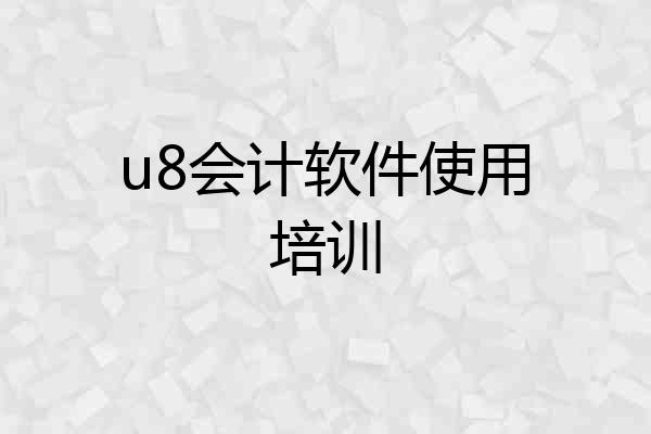 u8会计软件使用培训