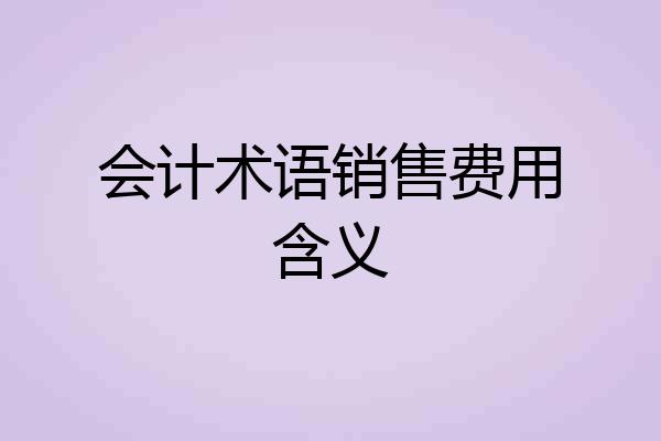 会计术语销售费用含义