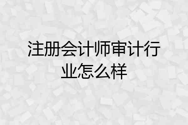 注册会计师审计行业怎么样