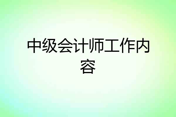 中级会计师工作内容
