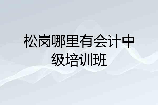 松岗哪里有会计中级培训班