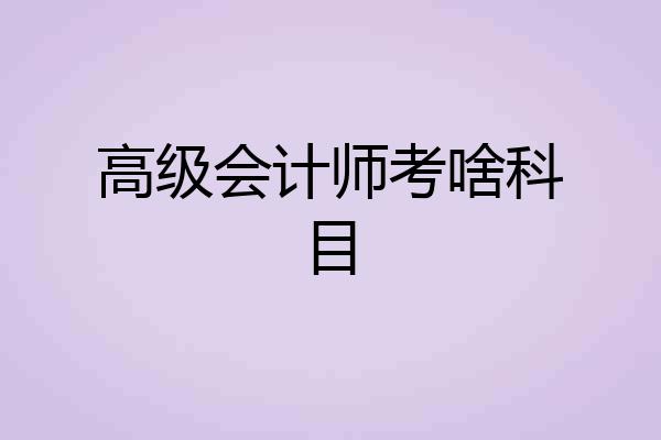 高级会计师考啥科目