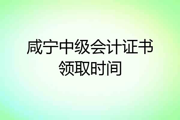 咸宁中级会计证书领取时间