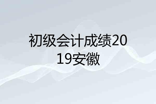 初级会计成绩2019安徽