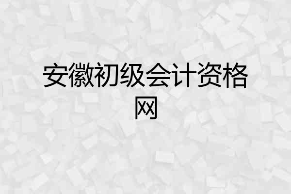 安徽初级会计资格网