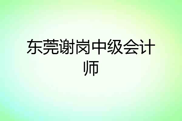 东莞谢岗中级会计师