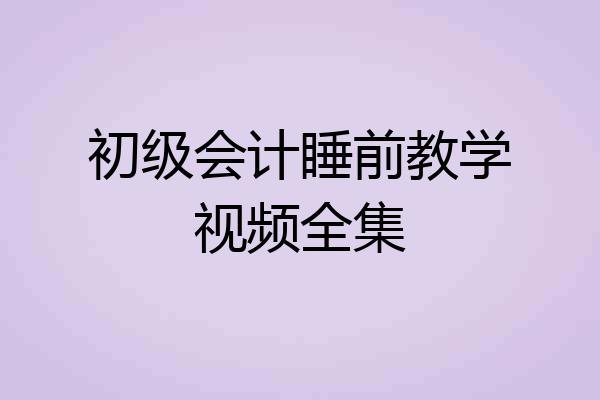 初级会计睡前教学视频全集