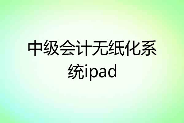 中级会计无纸化系统ipad