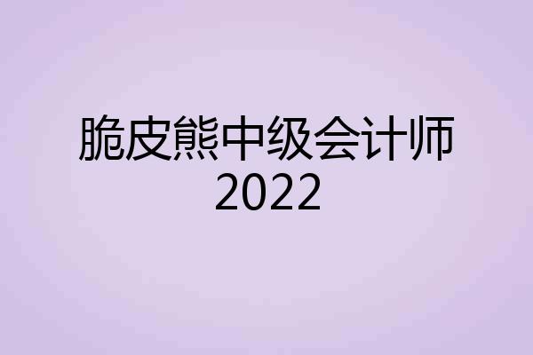脆皮熊中级会计师2022