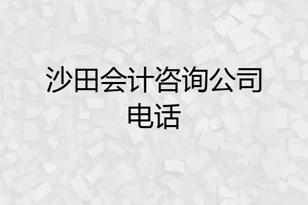 沙田会计咨询公司电话