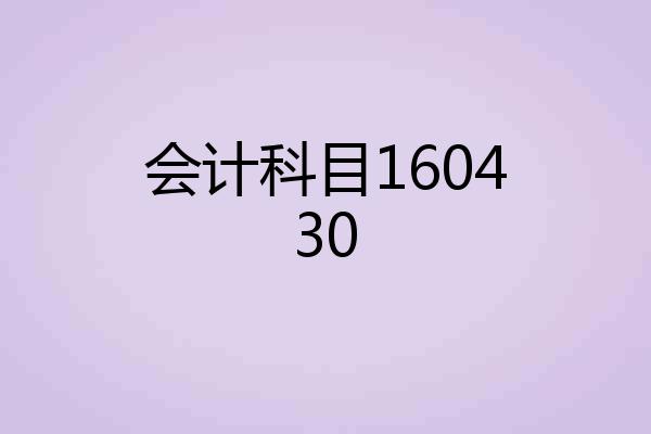 会计科目160430