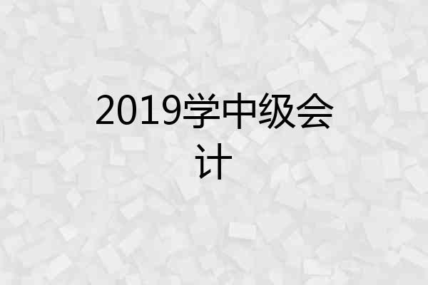 2019学中级会计