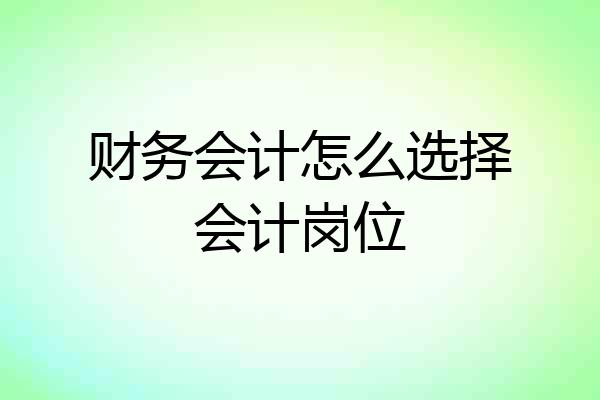 财务会计怎么选择会计岗位