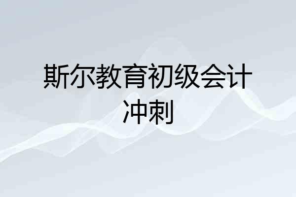 斯尔教育初级会计冲刺
