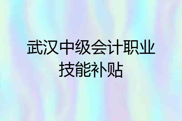 武汉中级会计职业技能补贴
