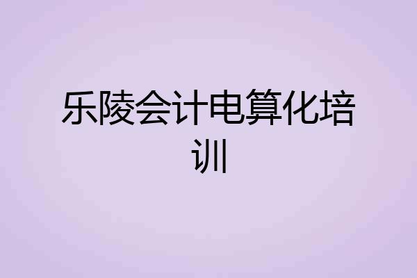 乐陵会计电算化培训