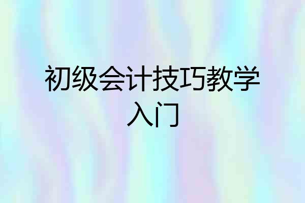 初级会计技巧教学入门