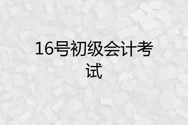 16号初级会计考试