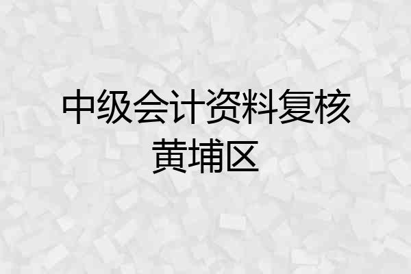 中级会计资料复核黄埔区