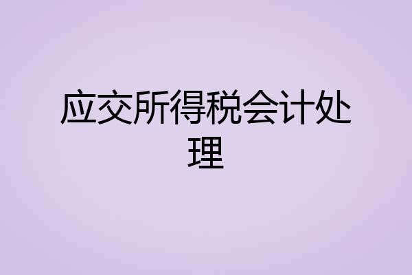 应交所得税会计处理