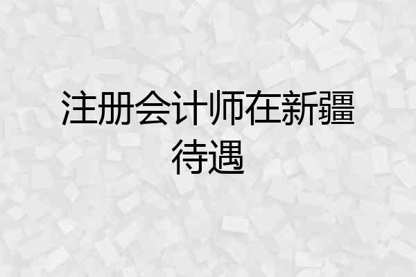 注册会计师在新疆待遇