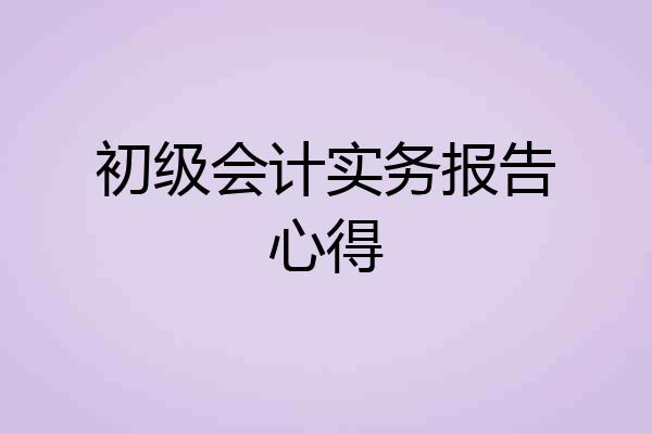 初级会计实务报告心得