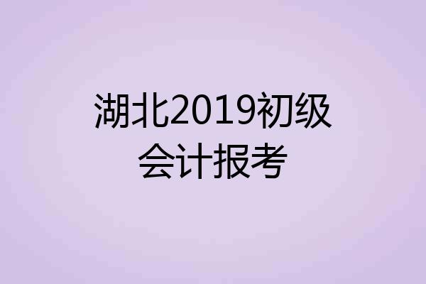 湖北2019初级会计报考