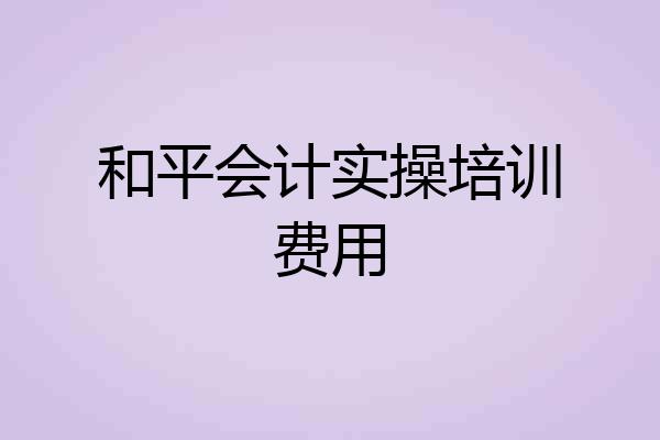 和平会计实操培训费用