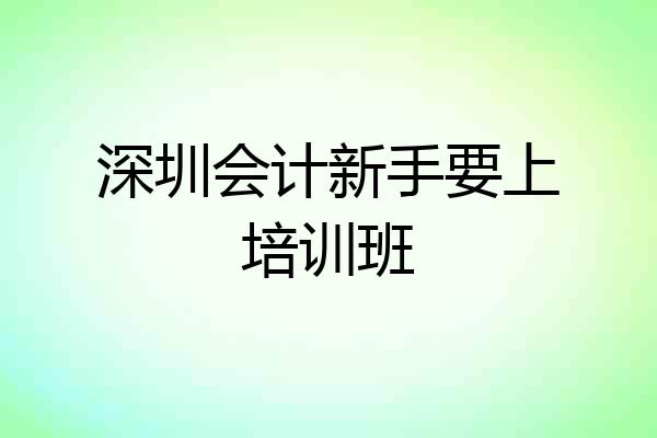 深圳会计新手要上培训班