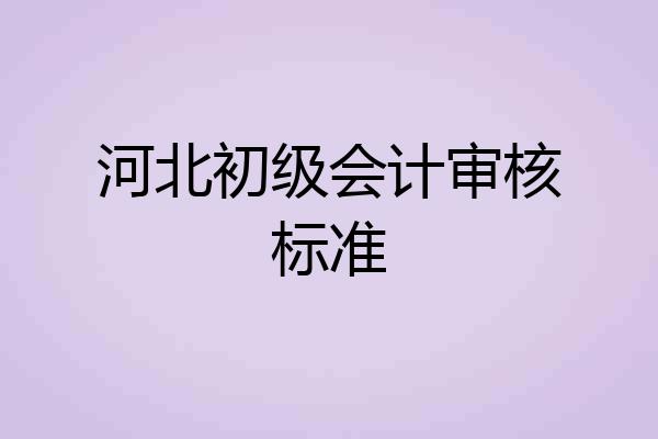 河北初级会计审核标准