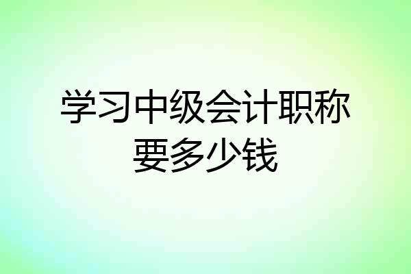 学习中级会计职称要多少钱