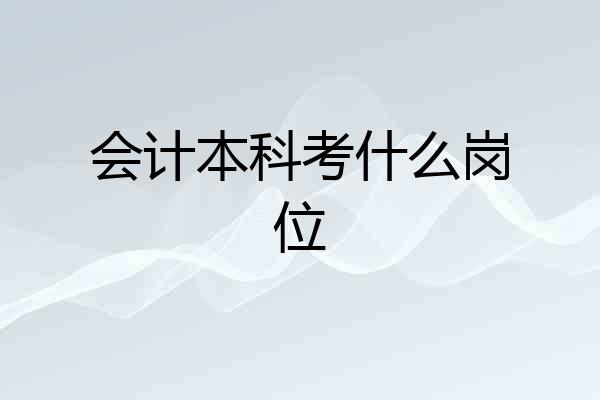 会计本科考什么岗位