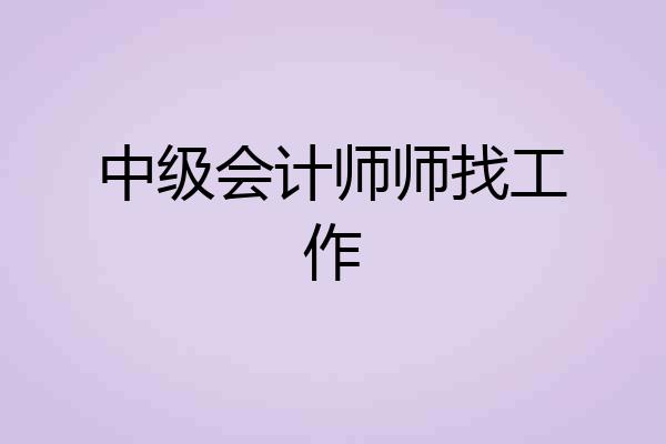 中级会计师师找工作