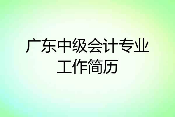 广东中级会计专业工作简历