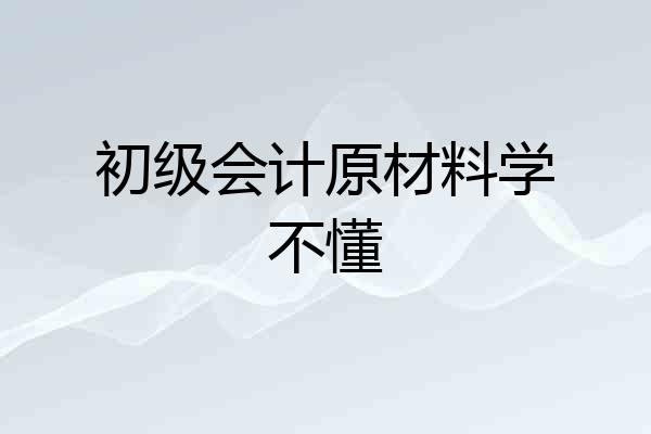 初级会计原材料学不懂