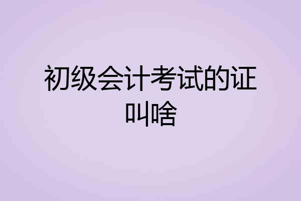 初级会计考试的证叫啥