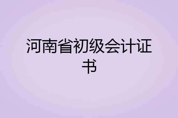 河南省初级会计证书