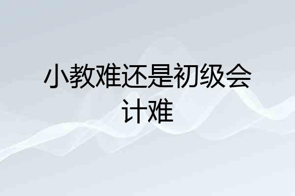 小教难还是初级会计难