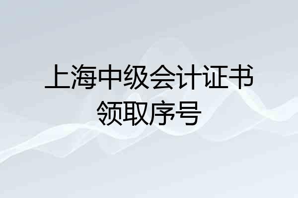 上海中级会计证书领取序号