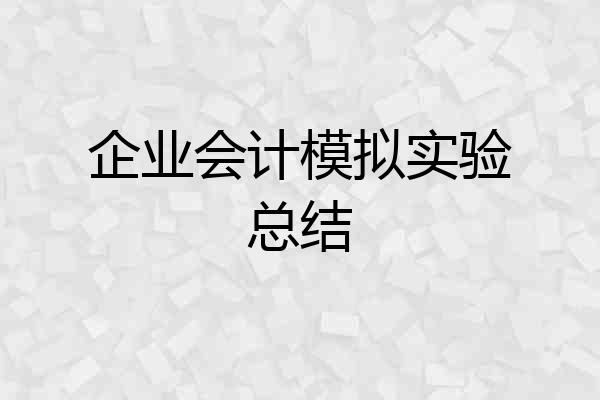 企业会计模拟实验总结