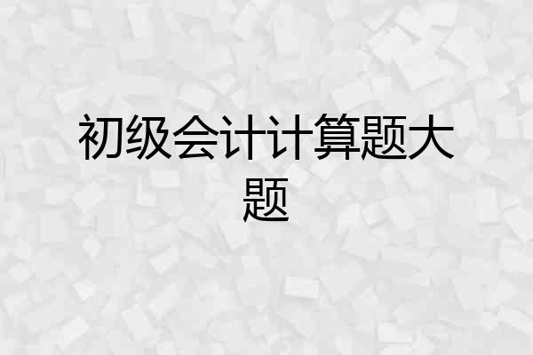 初级会计计算题大题